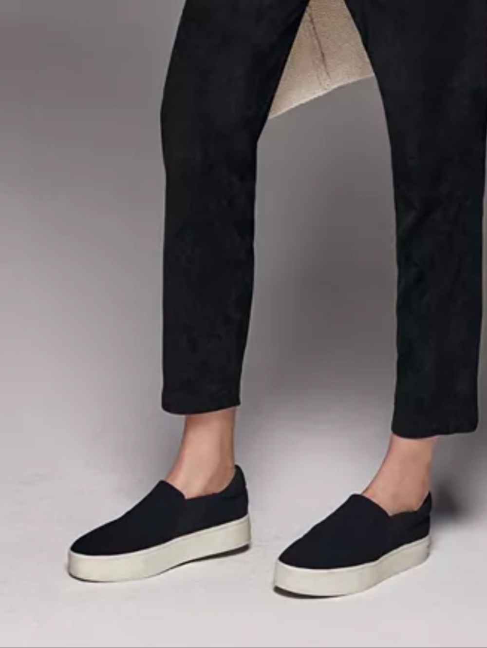 VINCE  Warren Platform Slip-on Sneakers Black Suede